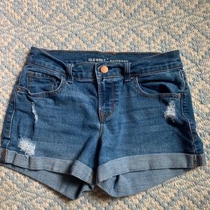 cute medium wash jean shorts